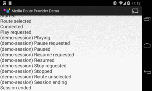 MediaRouteProvider Demo, on a Nexus 4, After Several Commands