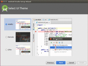 Android Studio Setup Wizard, UI Theme Page