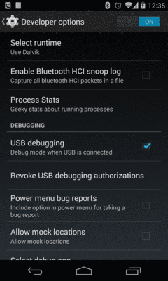 Developer Options in Android 4.4, Showing Process Stats