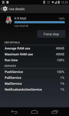 Process Stats Details for K-9 Mail