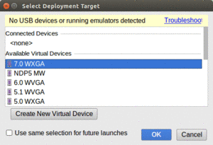 Android Studio Device Chooser Dialog