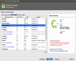 Android Studio Virtual Device Configuration Wizard, After Choosing Image