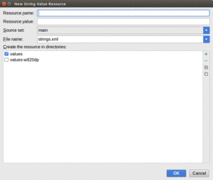 Android Studio New String Resource Dialog