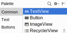 Palette, Plain TextView in Widgets Category