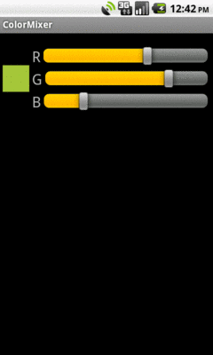 The ColorMixer widget, inside an activity