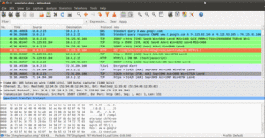 Wireshark examining captured emulator packets