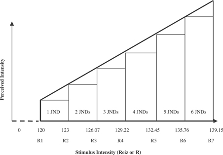 Figure 8.1 A Visual Representation of the Weber–Fechner Law—S = K Log R