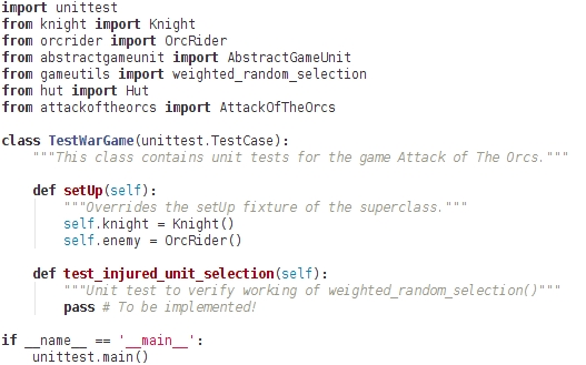 Creating a new class for unit testing