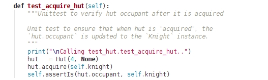 Second unit test – Acquiring the hut