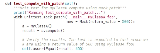 Using patch in a unit test