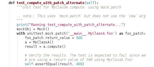 Using patch in a unit test