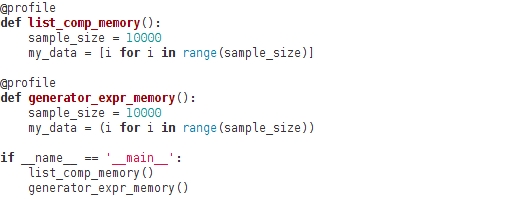 Comparing the memory efficiency