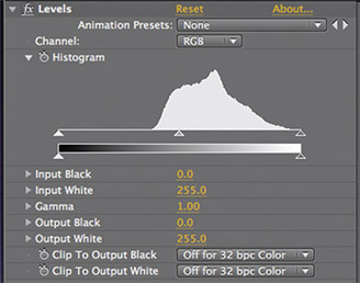 Figure 6.96 The histogram and gradient in the Levels effect.