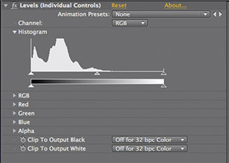 Figure 6.105 The controls for the Levels (Individual Controls) effect.