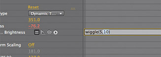 Figure 8.3 Select the number 10, the second number in the wiggle expression.