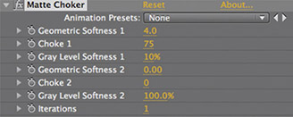 Figure 11.2 The parameters of the Matte Choker effect.