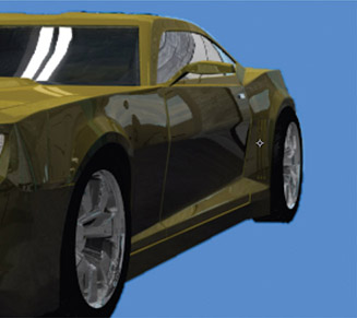 Figure 11.8 The blocky edges on the isolated car are seemingly impossible to fix. Feathering the edges just makes a bigger mess.