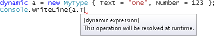 IntelliSense with a dynamically typed variable