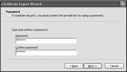 Private keys require a password