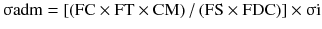 $${\upsigma }{\text{adm}} = \left[ {\left( {{\text{FC}} \times {\text{FT}} \times {\text{CM}}} \right)/\left( {{\text{FS}} \times {\text{FDC}}} \right)} \right] \times {\upsigma }{\text{i}}$$