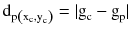 $$ {\text{d}}_{{{\text{p}}\left( {{\text{x}}_{\text{c}} ,{\text{y}}_{\text{c}} } \right)}} = |{\text{g}}_{\text{c}} - {\text{g}}_{\text{p}} | $$