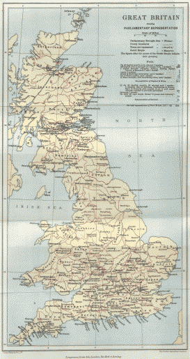 GREAT BRITAIN showing PARLIAMENTARY REPRESENTATION