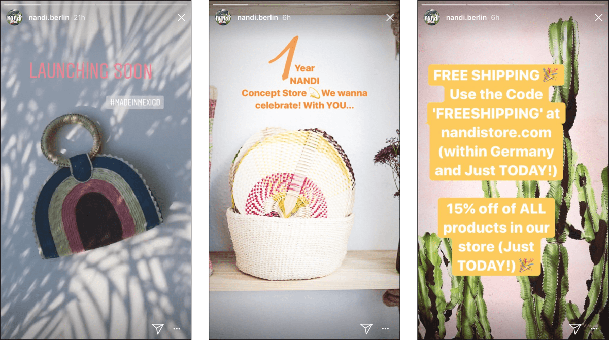 Best Practice der Instagram Stories (Quelle: http://www.instagram.com/nandi.berlin)