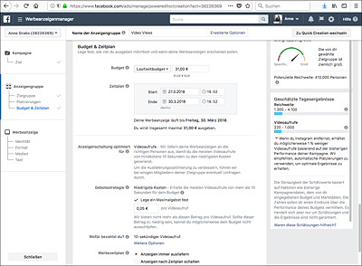 Mit einer Gebotsstrategie legen Sie Ihr maximales Gebot für Ihr Kampagnenziel fest. (Quelle: Facebook Werbeanzeigenmanager)