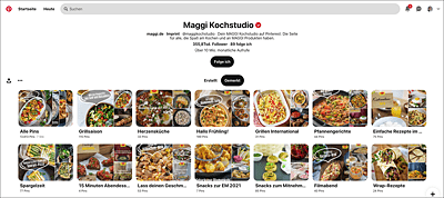 Pins von Maggi sind die visuellen Anstupser für neue Maggi-Rezepte. (Quelle: https://www.pinterest.de/maggikochstudio)