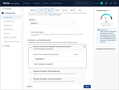 Wer sich mit dem Facebook Ad Manager auskennt, wird sich mit dem TikTok Ads Manager schnell zurechtfinden.