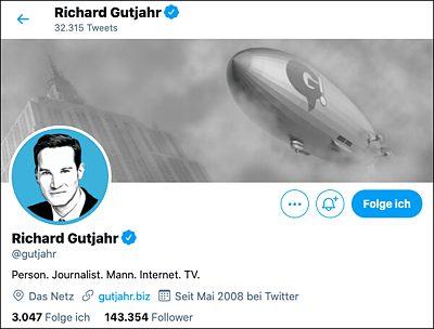 Journalist und Blogger Richard Gutjahr auf Twitter (Quelle: http://twitter.com/gutjahr)