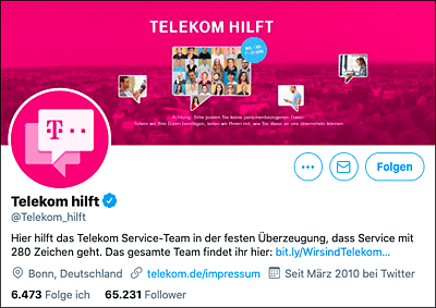 »Telekom hilft« und ihre Twitter-Gemeinde (Quelle: http://twitter.com/Telekom_hilft)