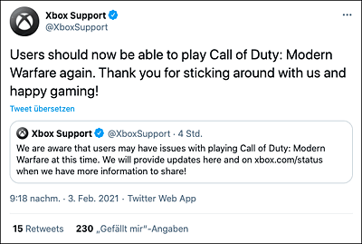 Bei Fragen rund um das Produkt Xbox ist @XboxSupport die erste Anlaufstelle für Twitter-affine Kunden. (Quelle: http://twitter.com/xboxsupport)