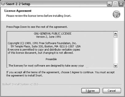 License Agreement window