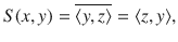 $$ S(x,y)=\overline{\langle y,z\rangle }=\langle z, y\rangle , $$