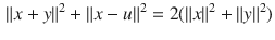 $$\begin{aligned} \Vert x+y\Vert ^2+\Vert x-u\Vert ^2=2(\Vert x\Vert ^2+\Vert y\Vert ^2) \end{aligned}$$