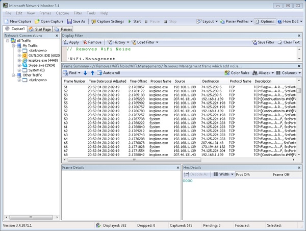 Capturing packets with Network Monitor