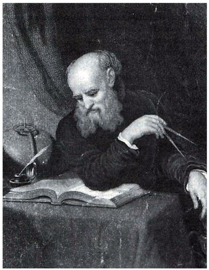 An artist's rendition of Galileo in prison.