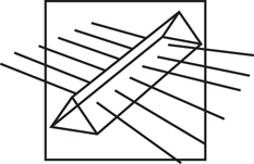 Schematic illustration of light rays passing through the prism.