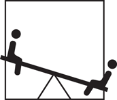 Schematic illustration of the picture of children playing teeter-totter.