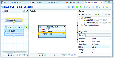 Attribute View with a Filter on VERSION_ID