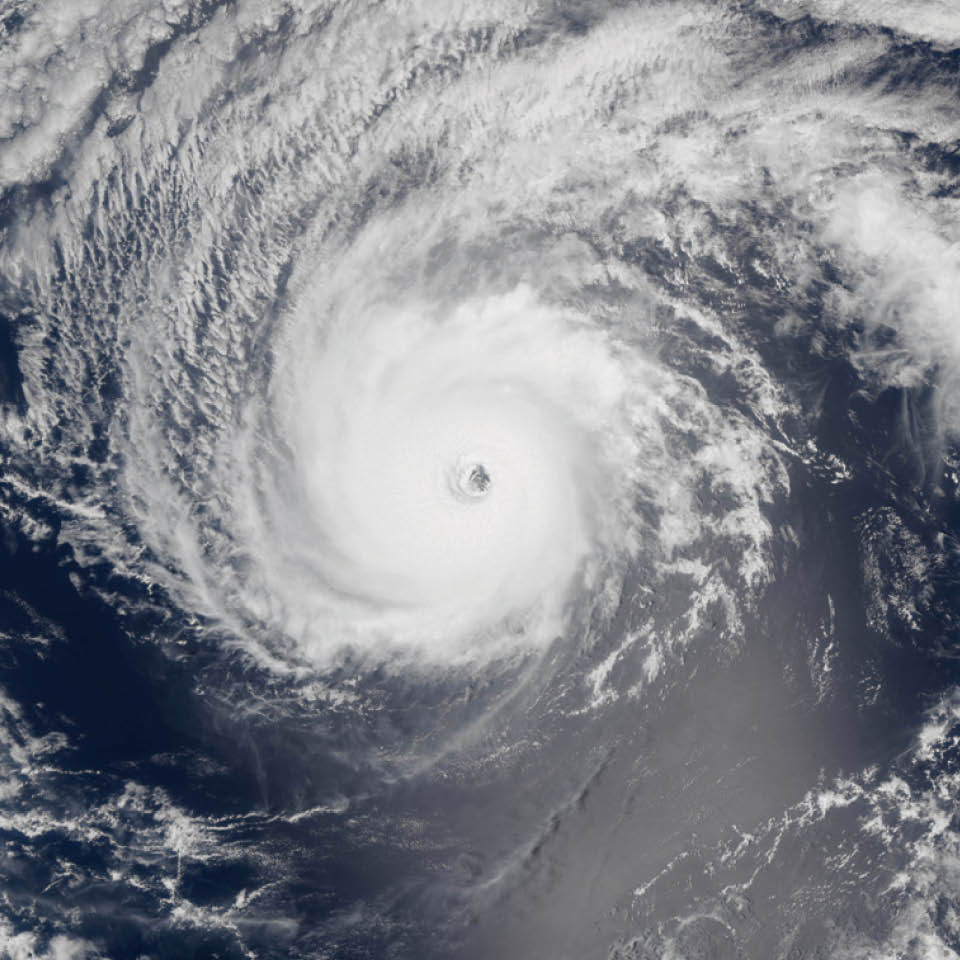 The island of Hawaii rarely takes a direct hit from a hurricane. In August 2016, two Pacific storms almost changed that. The Suomi NPP satellite observed Hurricanes Madeline and Lester stirring up the central Pacific Ocean as category 3 and 4 storms while moving northwest toward the Hawaiian Islands. The tight, deep eye of category 3 Hurricane Madeline (right) appears almost three-dimensional even in a two-dimensional satellite view. Lester (next page) showed off an equally menacing eye. The bright streaks across the ocean surface are areas of sunglint, where sunlight reflected directly back at the image.