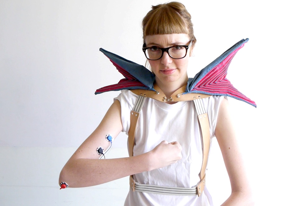 “Monarch,” a muscle-triggered kinetic textile created by the Social Body Lab