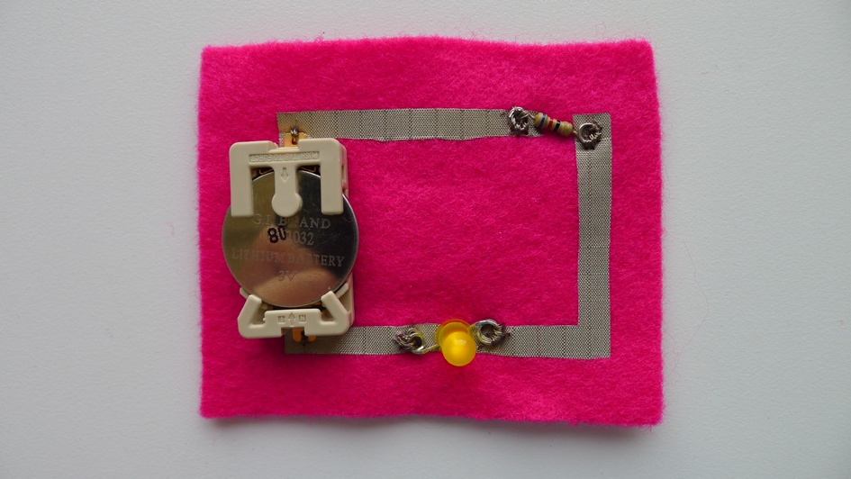 Completed conductive fabric circuit