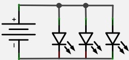 Three LEDs in parallel