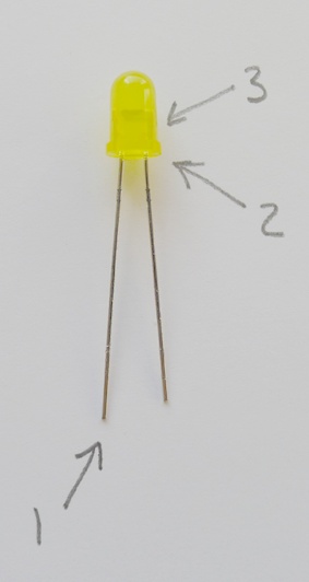 Three places to look when determining the polarity of an LED