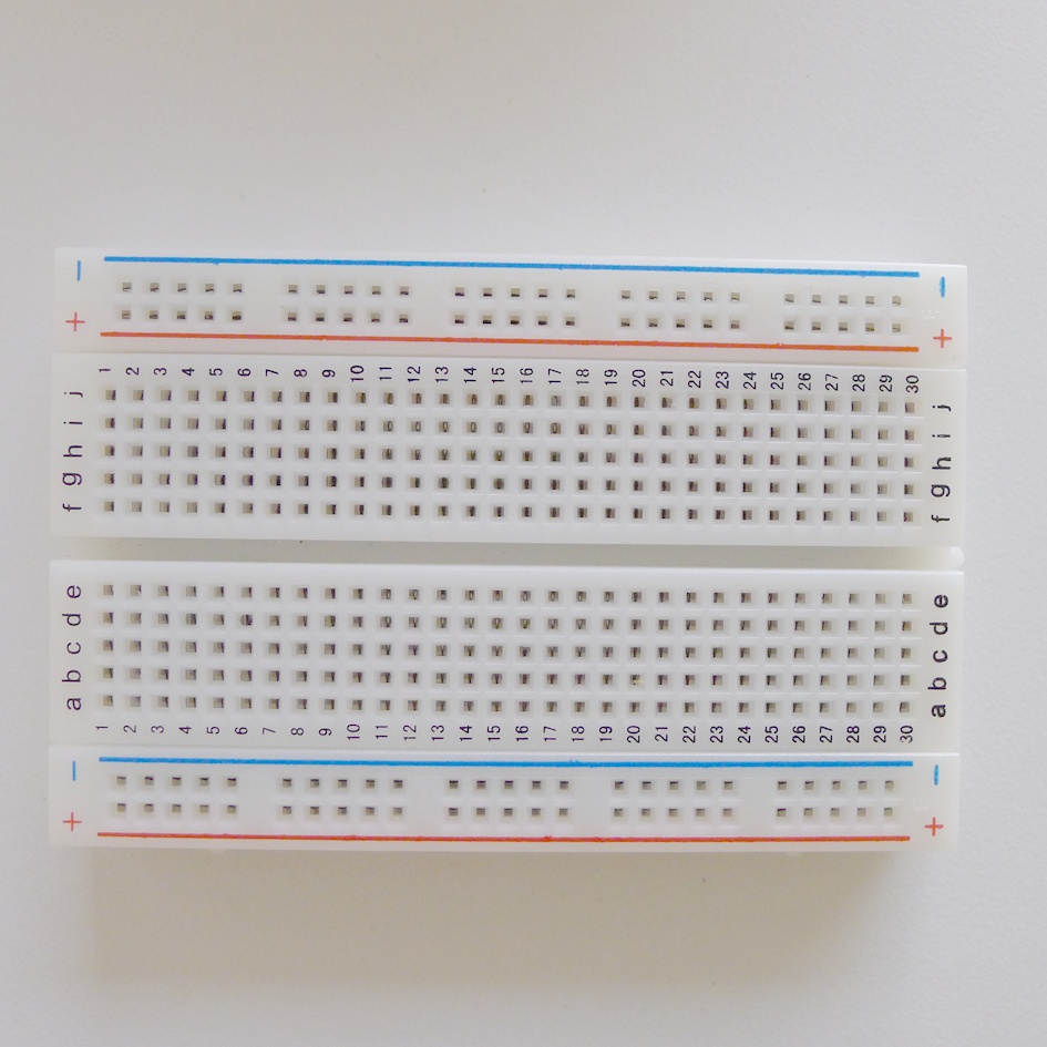 A half-sized breadboard