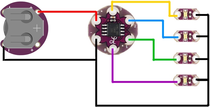 Connections diagram for LilyTwinkle