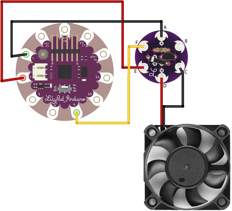 Transistor proto board circuit and fan diagram