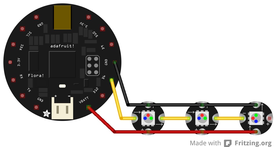 Flora NeoPixel circuit diagram